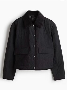 H&M Black Quilted Cropped Jacket